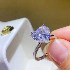 5 Carat 925 Sterling Silver Moissanite Heart Shape Ring OutfitFlow