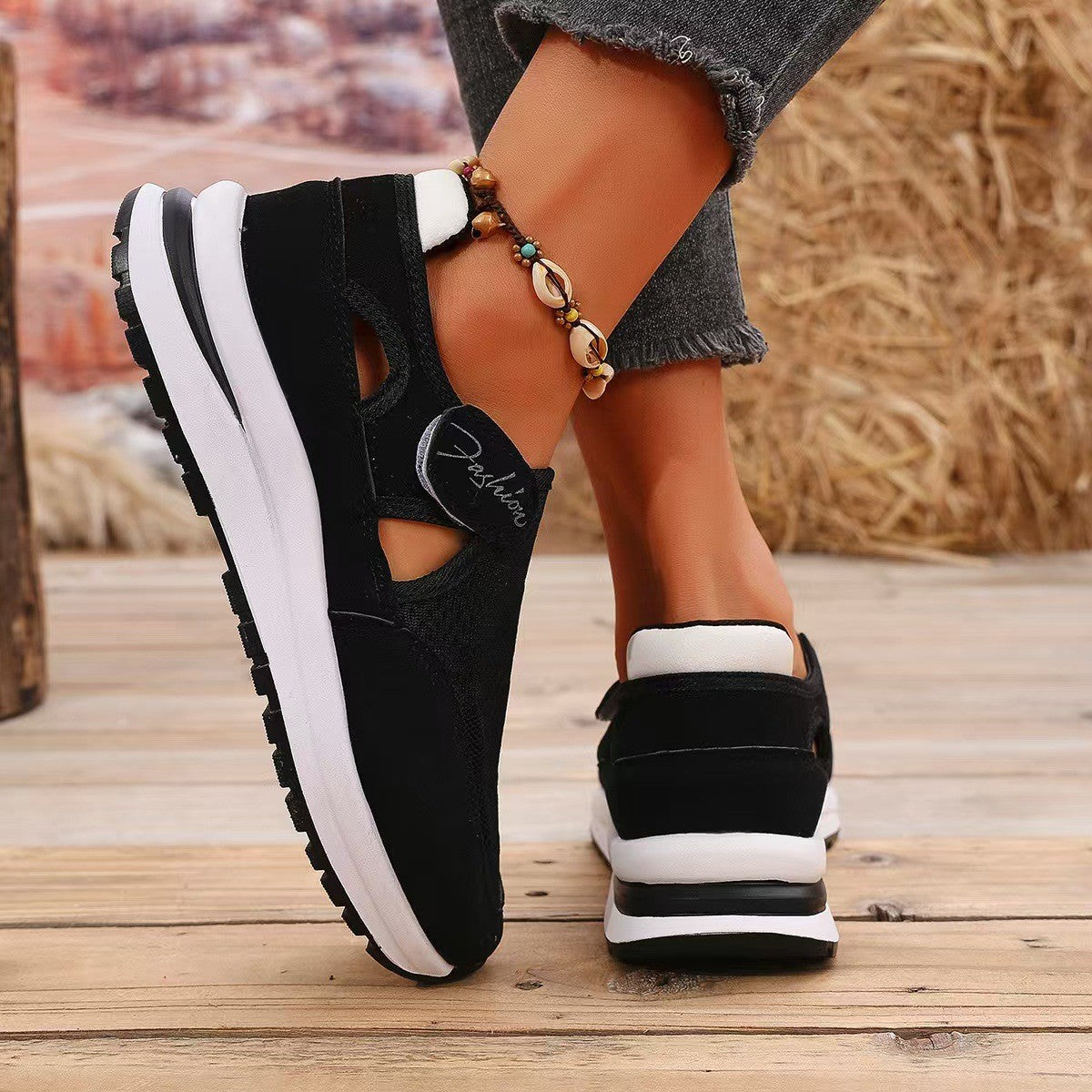 Outfit Flow - Mesh Round Toe Platform Sneakers