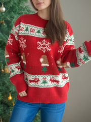 Outfit Flow - Christmas Element Round Neck Long Sleeve Sweater