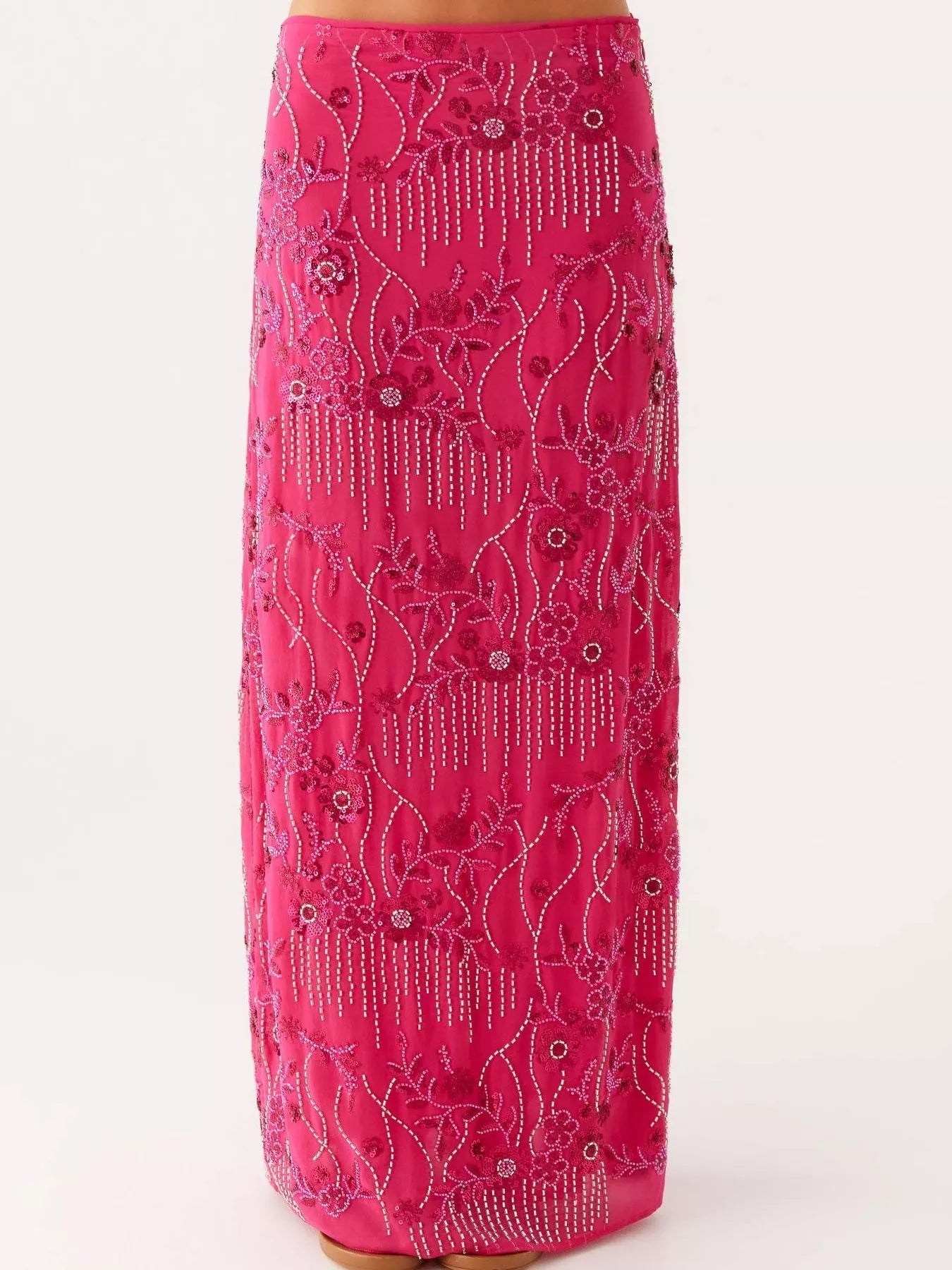 Embroidered Sequin Maxi Skirt OutfitFlow