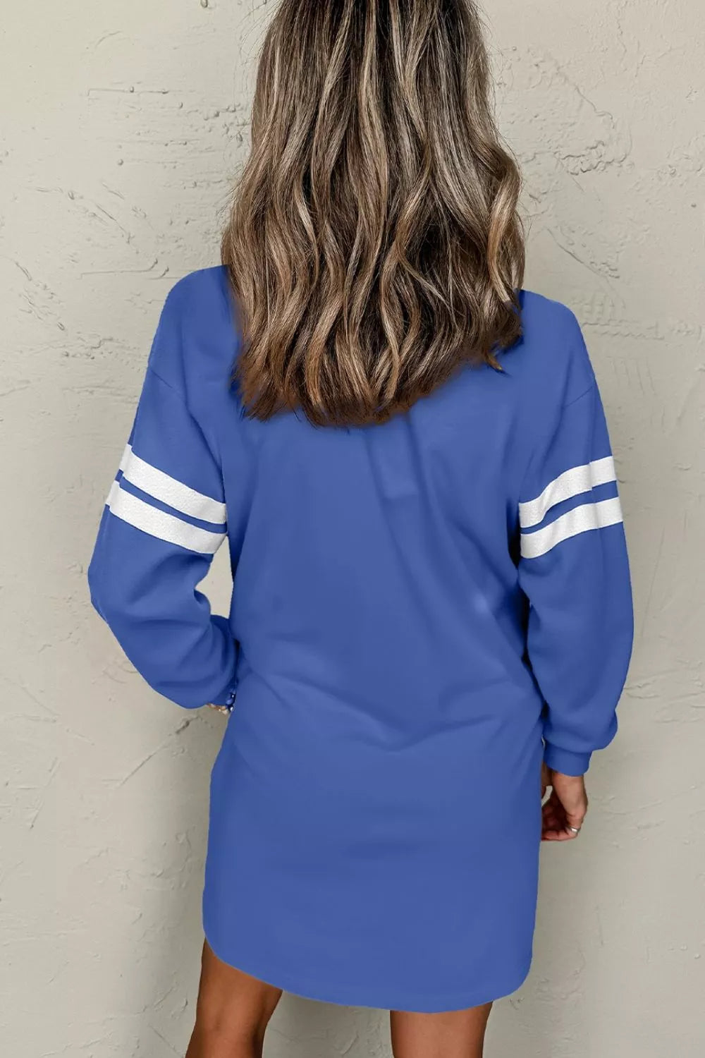 Stripe Long Sleeve Casual Sweatshirt Dress OutfitFlow
