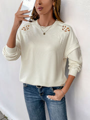 Outfit Flow - Perfee Cutout Round Neck Long Sleeve Sweatshirt