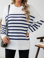 Outfit Flow - Striped Round Neck Long Sleeve T-Shirt