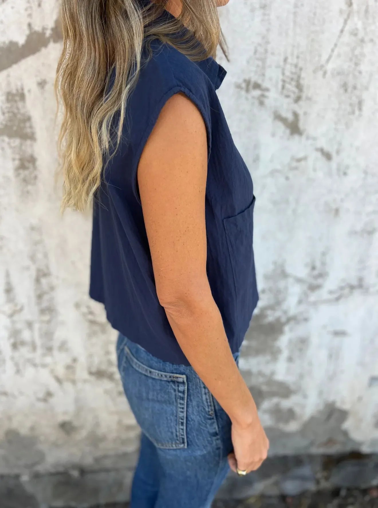 Full Size Button Down Cap Sleeve Linen Shirt Plus Size OutfitFlow