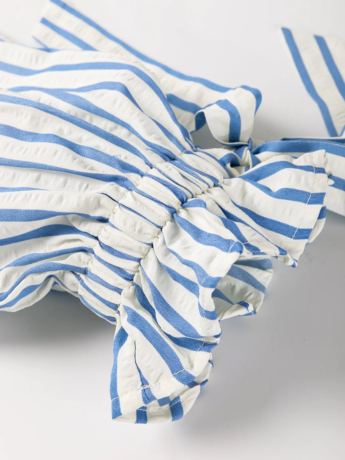 Stripe Knotted Sleeve Notched Shift Mini Dress OutfitFlow