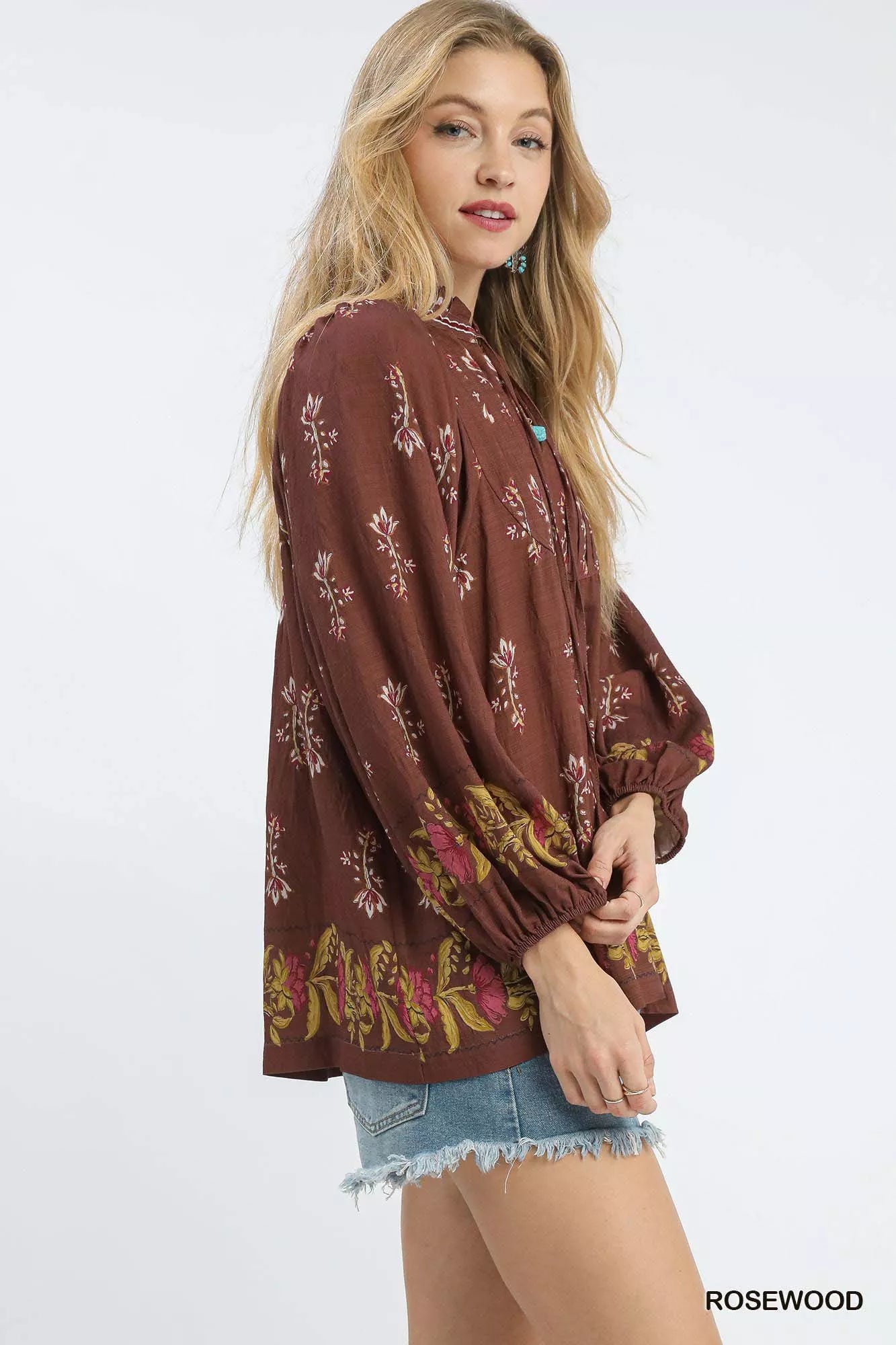 Umgee Floral Boho Peasant Blouse OutfitFlow
