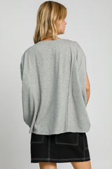 Umgee Exposed Seam Round Neck Batwing Sleeve Knit Top