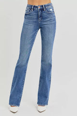 RISEN Full Size Tummy Control High Rise Straight Jeans Plus Size Trendsi