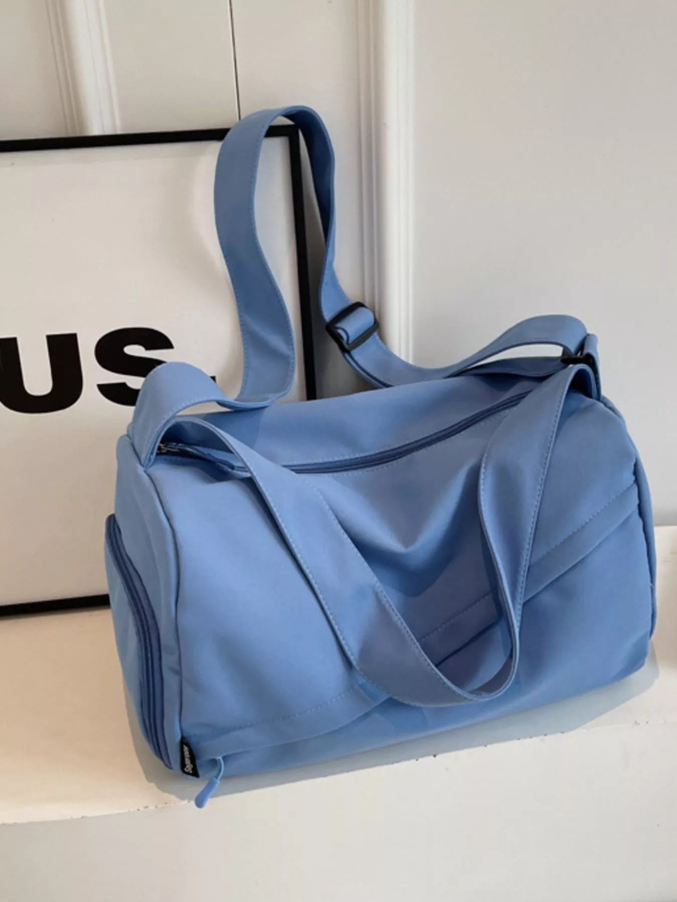 Lightweight Travel Duffel Bag with Shoulder Strap Blue One Size OutfitFlow