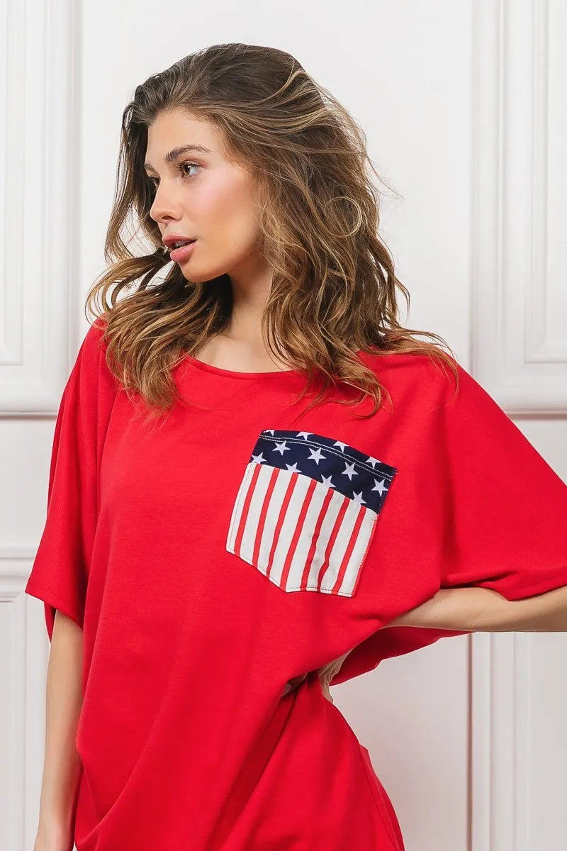 BiBi French Terry With Front Pocket Dolman Sleeves Top OutfitFlow