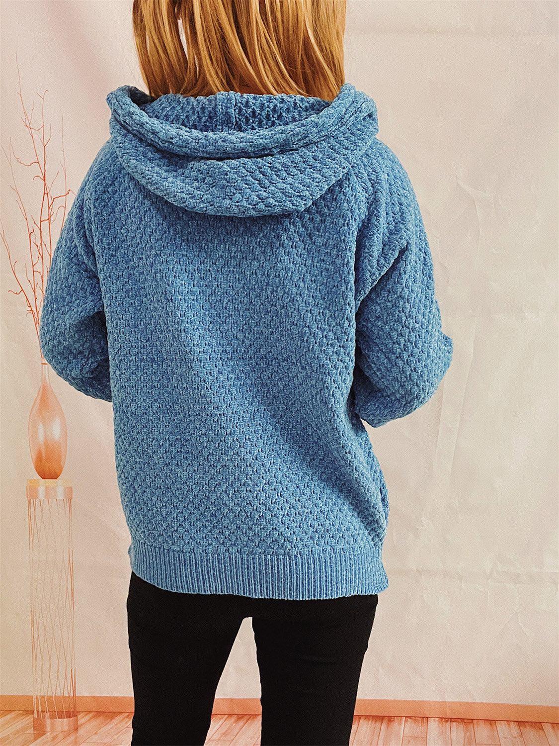 Drawstring Long Sleeve Hooded Sweater