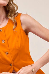 SO ME Slim Fit Button Front Game Day Color Denim Vest Top OutfitFlow