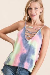 BiBi Tie Dye Terry Camisole with Caged Neck OutfitFlow