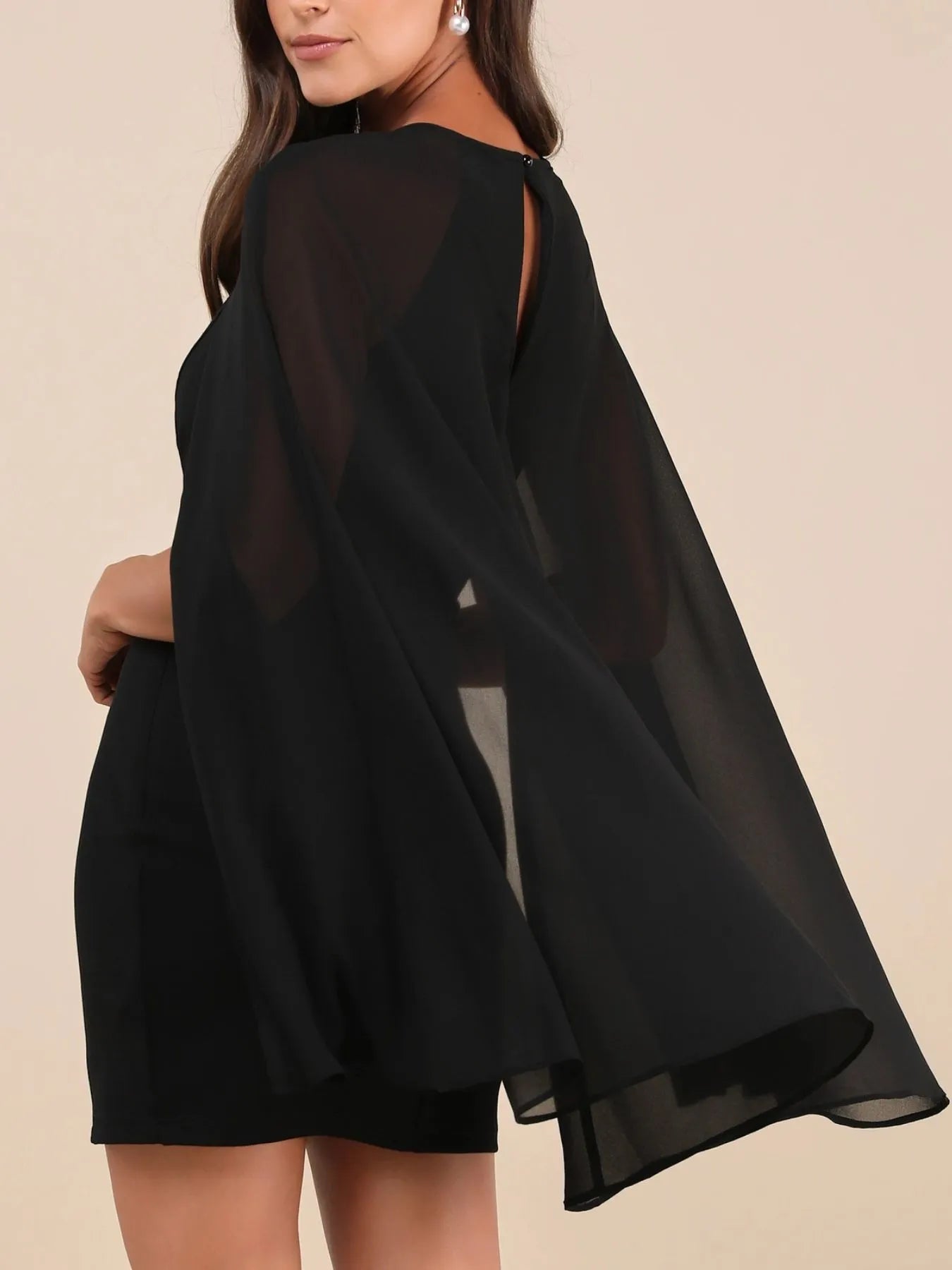 Mesh Cape Sleeve Mini Dress OutfitFlow
