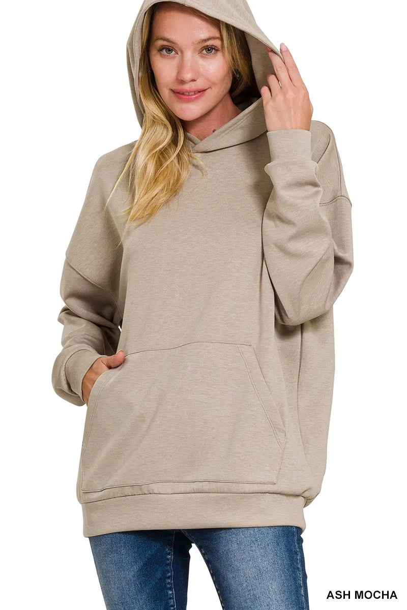 Zenana Oversized Scuba Hoodie with Kangaroo Pocket OutfitFlow