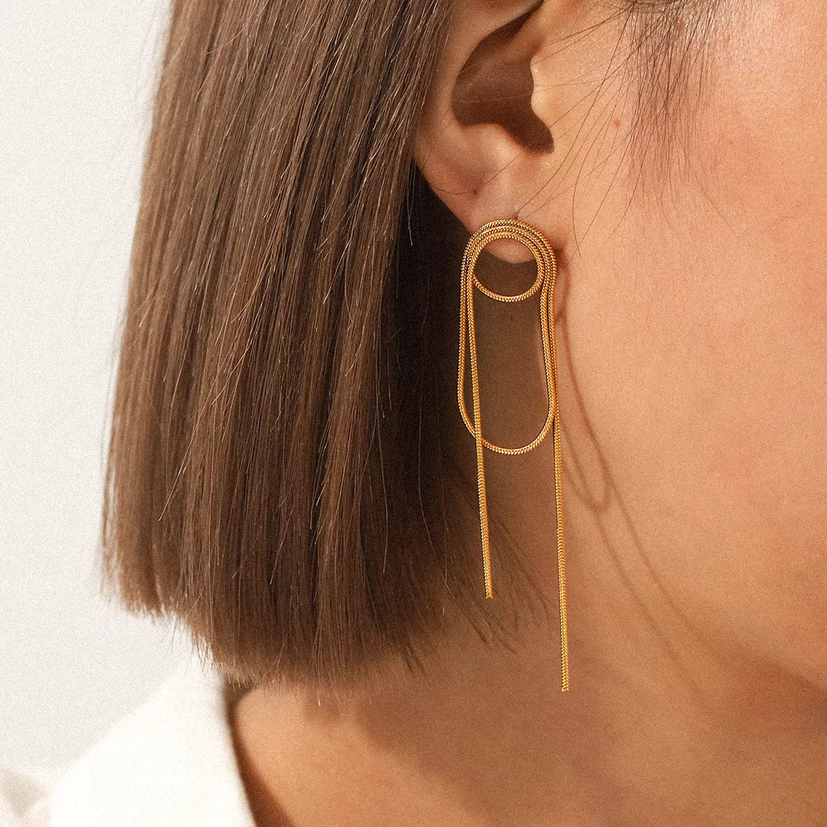 18K Gold-Plated Hoop Chain Earrings OutfitFlow