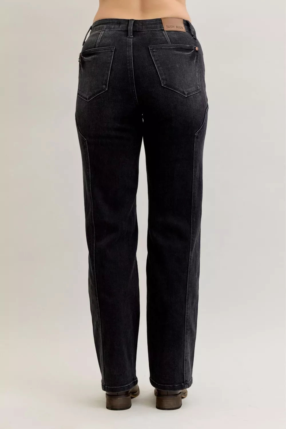 Judy Blue Mid Rise Straight Western Seam Detail Jeans Trendsi