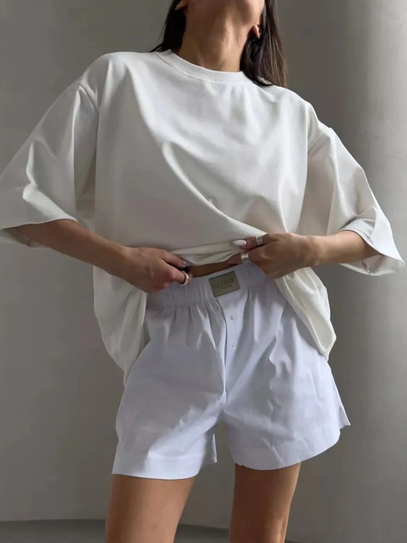 Round Neck Half Sleeve Oversized T-Shirt OutfitFlow