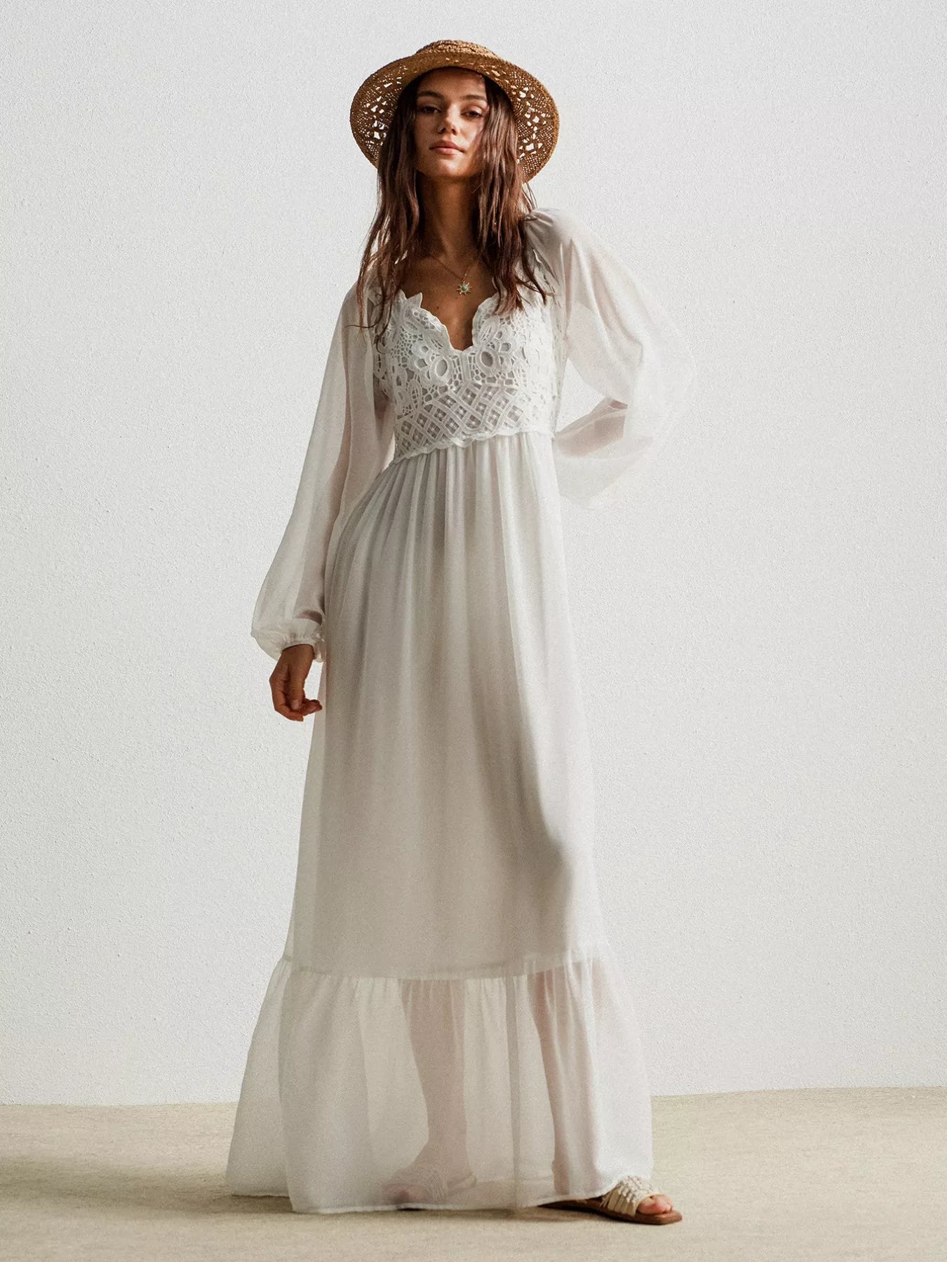 Boho Chic Crochet Lace Maxi Dress OutfitFlow