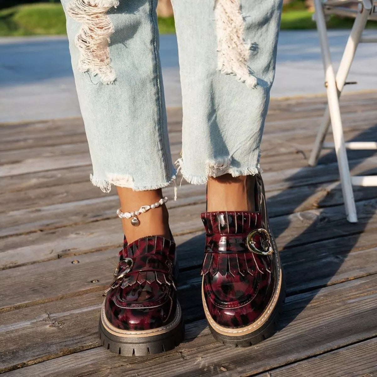 Round Toe Platform Loafers Trendsi