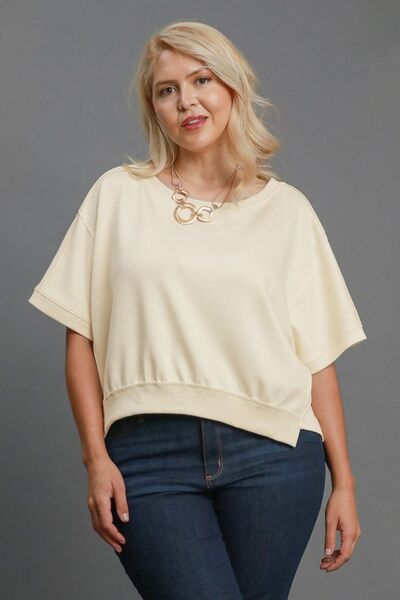 Umgee Full Size Lightweight Cropped Sweatshirt Plus Size OutfitFlow