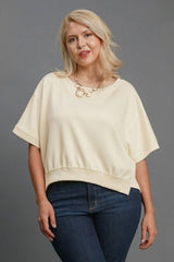 Umgee Full Size Lightweight Cropped Sweatshirt Plus Size OutfitFlow
