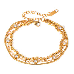 18K Gold-Plated Layered Inlaid Zircon Bracelet OutfitFlow