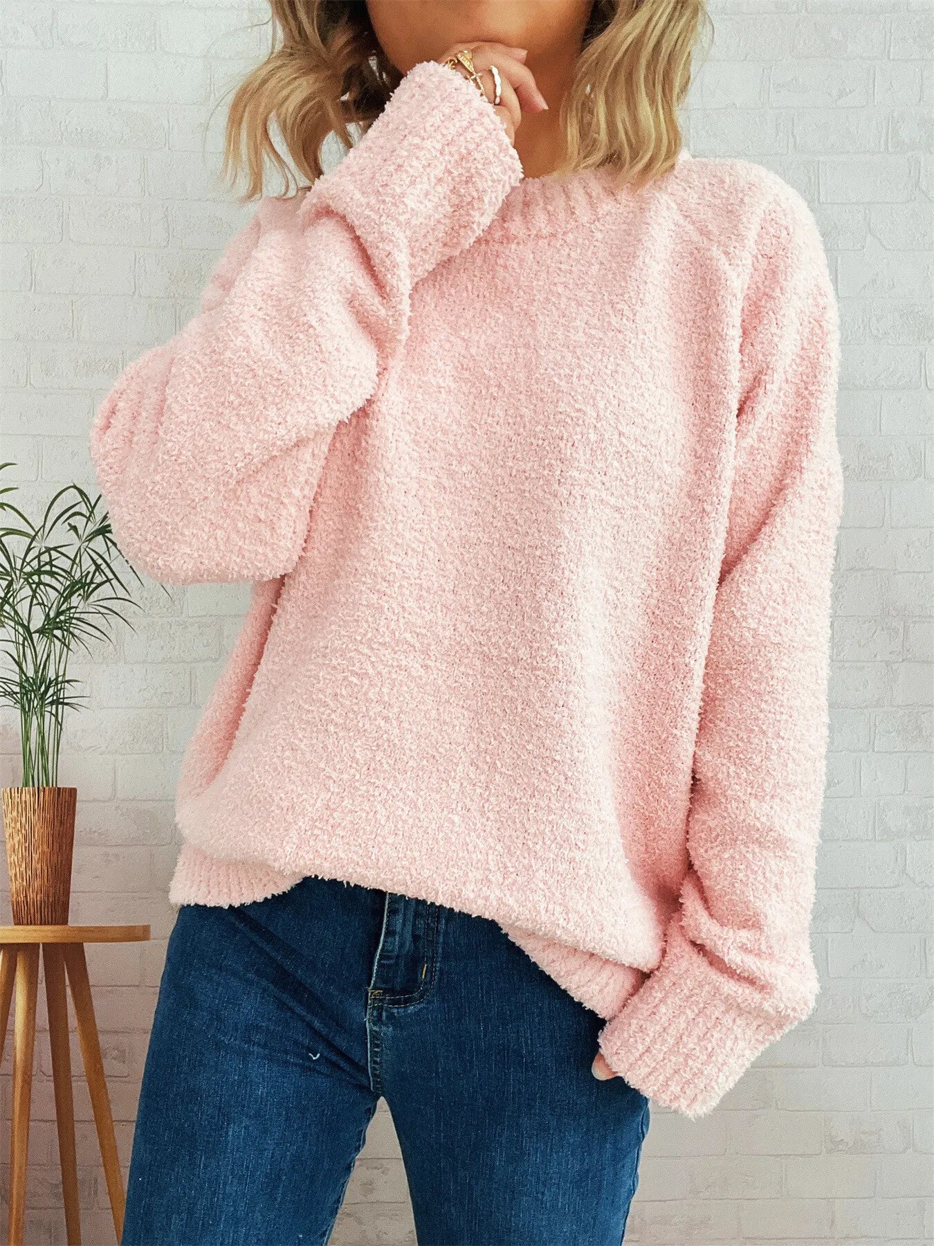 Round Neck Raglan Sleeve Sweater OutfitFlow