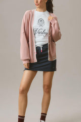 Contrast Trim V Neck Button Up Cardigan OutfitFlow