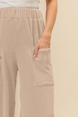 BiBi 2tone Cord Rib Waist Band Side Pocket Pants OutfitFlow