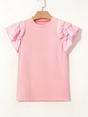 Pearl Embellished Ruffle Sleeve Blouse OutfitFlow