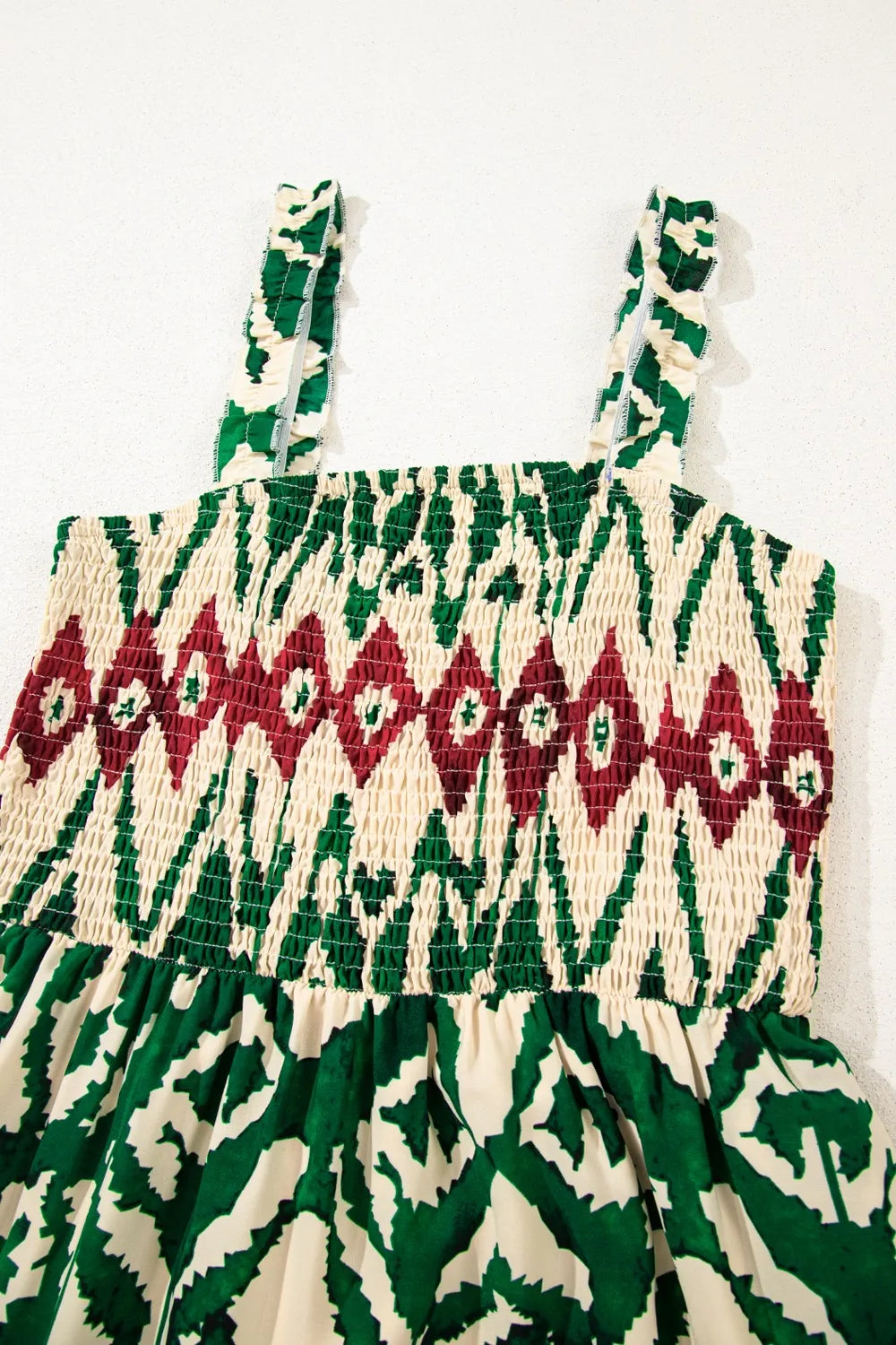 Western Aztec Shirred A-line Sleeveless Maxi Dress OutfitFlow
