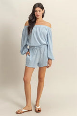 HYFVE Off Shoulder Top and Shorts Set OutfitFlow