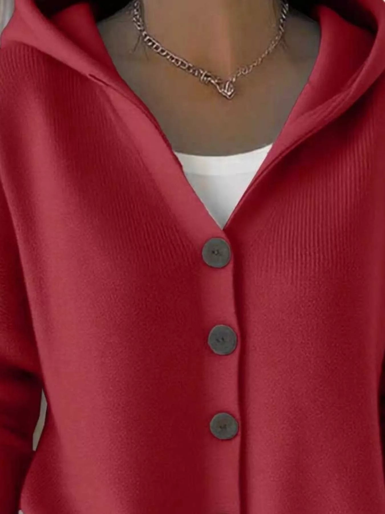 Full Size Hooded Button-Front Soft Knit Cardigan Plus Size OutfitFlow