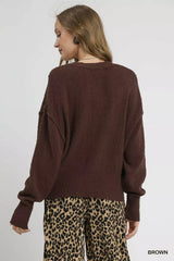 Umgee Button-Front V-Neck Knit Cardigan OutfitFlow