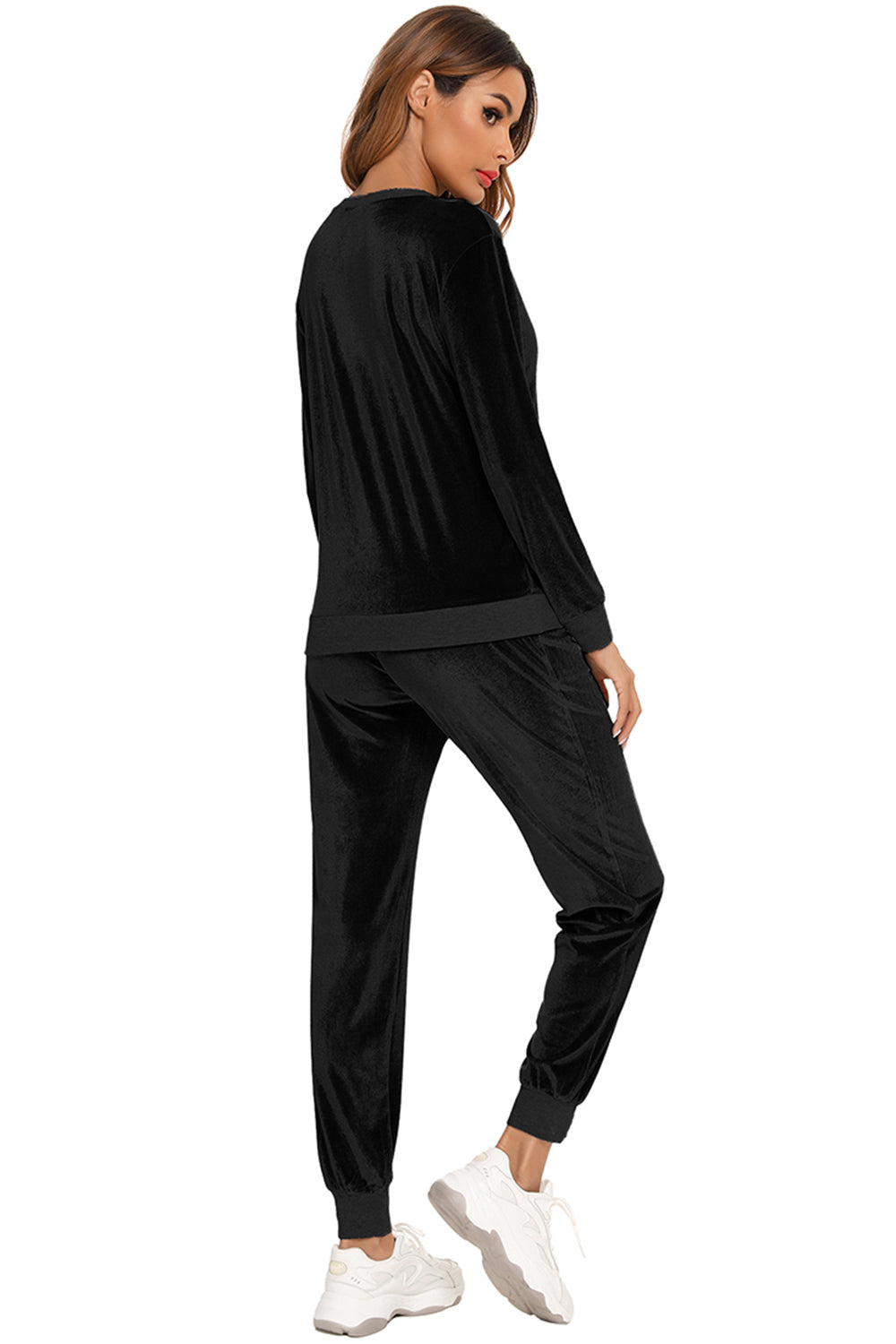 Outfit Flow - Round Neck Long Sleeve Loungewear Set with Pockets