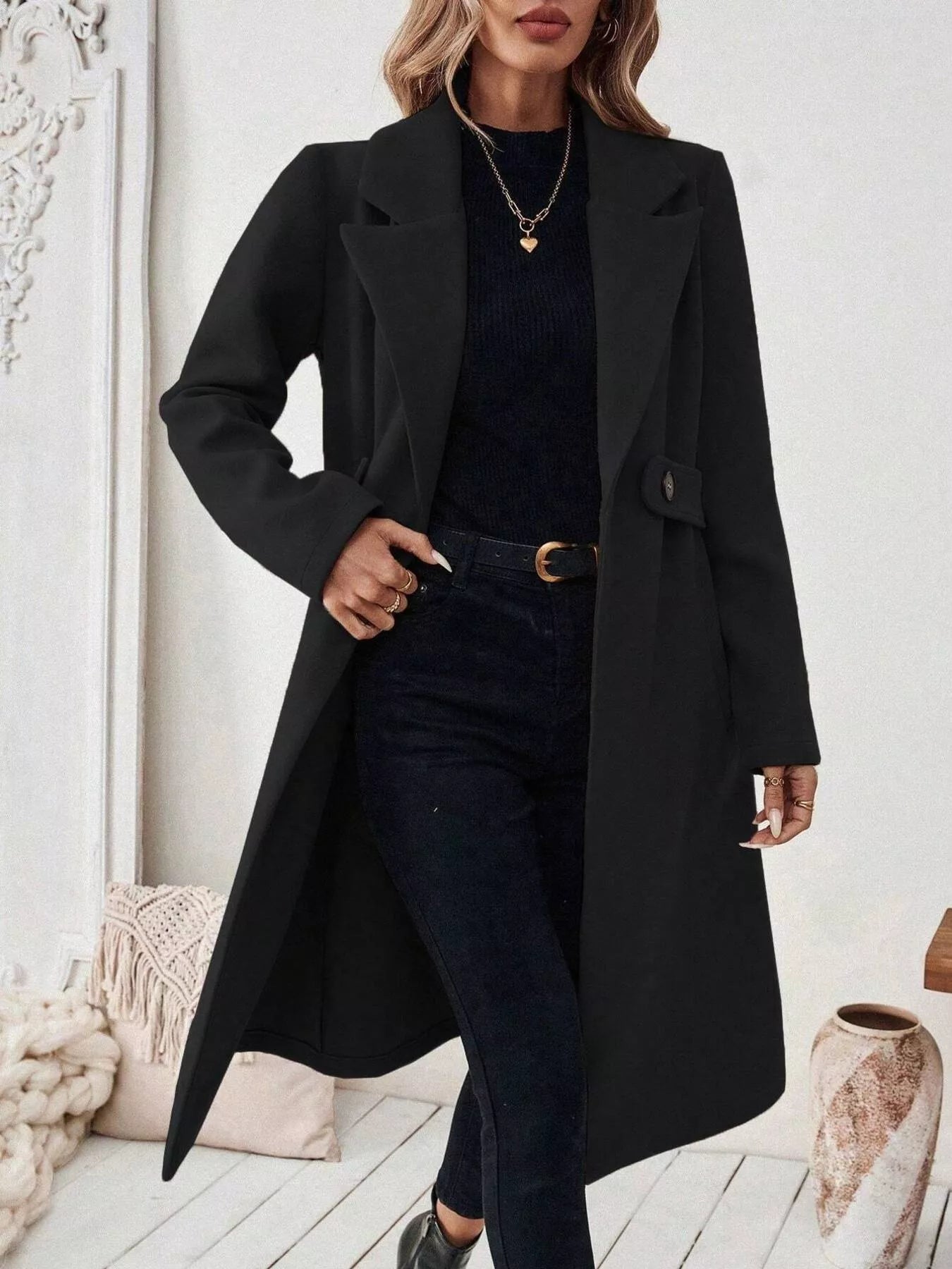 One Button Wool Blend Overcoat OutfitFlow