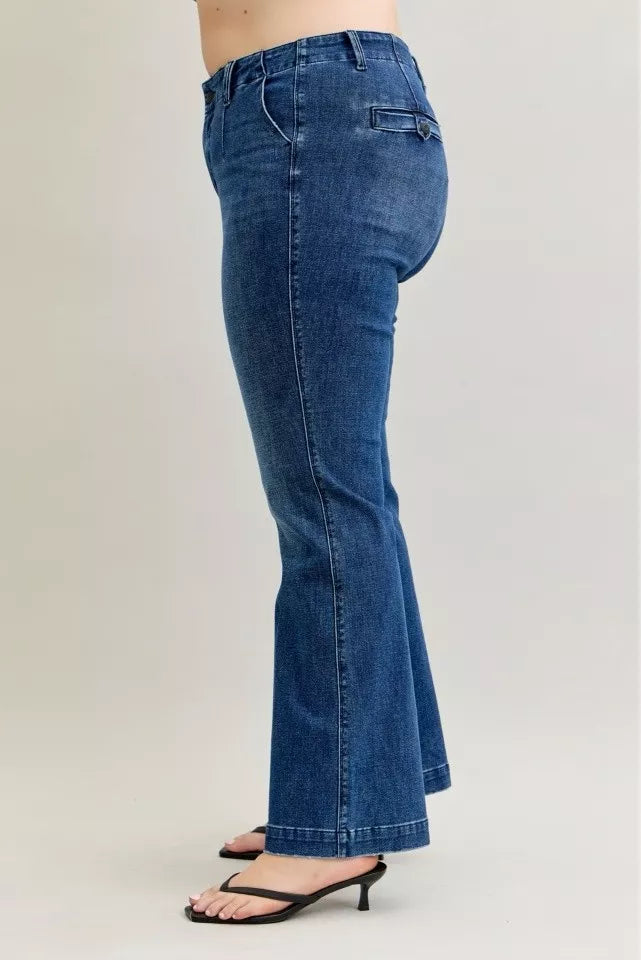 Judy Blue Full Size Mid Rise Bootcut Jeans with Welt Pockets Plus Size OutfitFlow