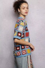 POL Crochet Short Sleeve Relaxed Fit Shirt Trendsi