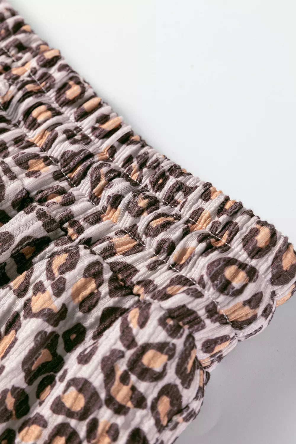 Leopard Ribbed Long Sleeve Top Drawstring Shorts 2pcs Outfit OutfitFlow