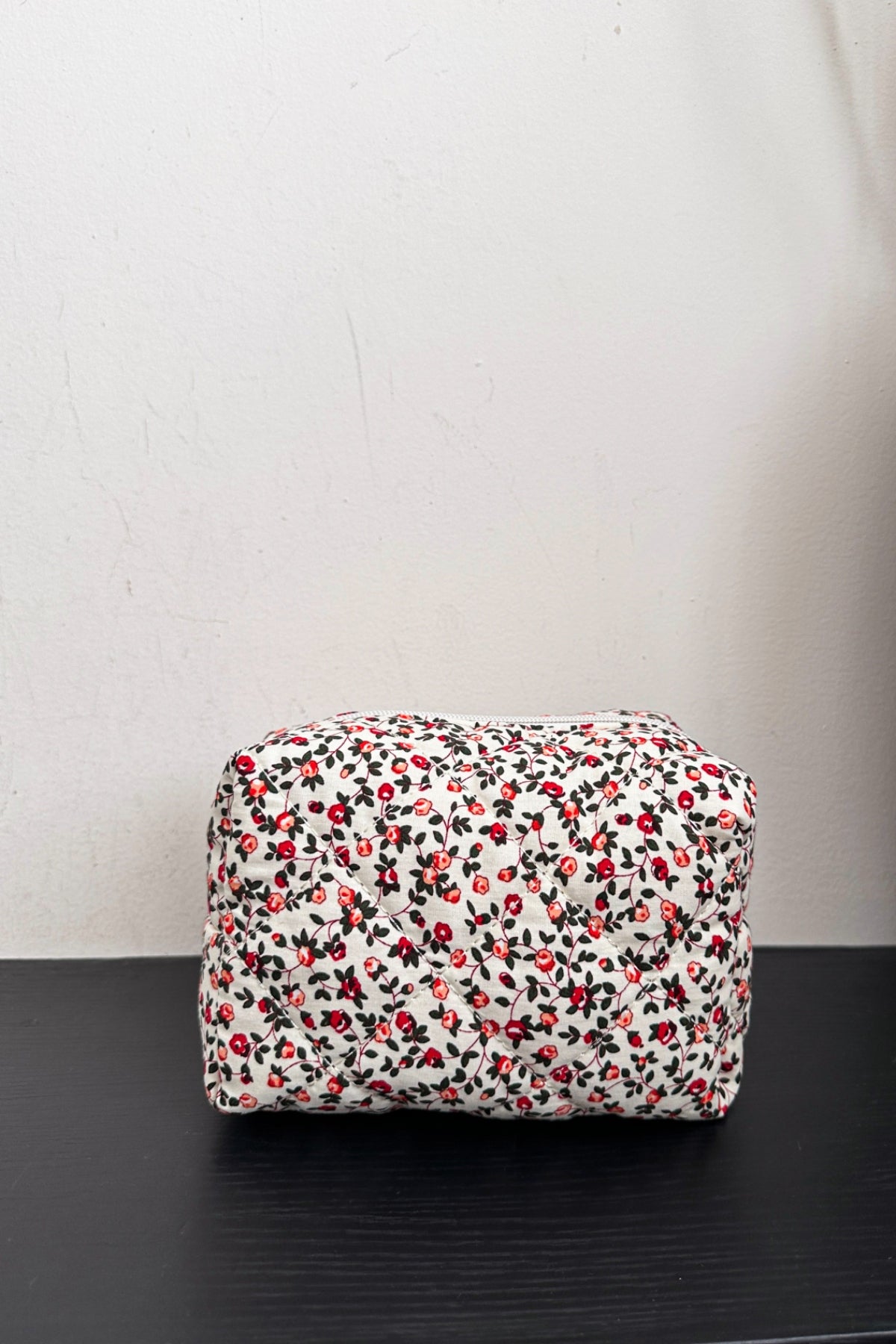 Floral Quilted Clutch with Plaid Lining