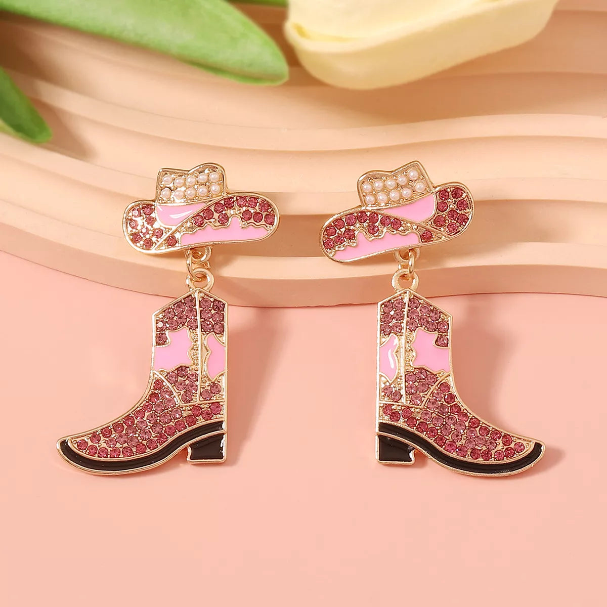 Rhinestone Boot Dangle Earrings OutfitFlow