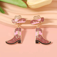 Rhinestone Boot Dangle Earrings OutfitFlow