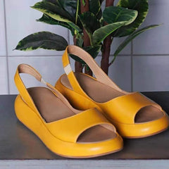 Peep Toe Platform Sandals Gold OutfitFlow