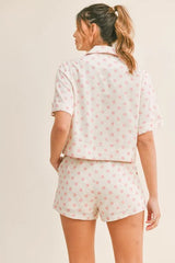 MABLE Polka Dot Collar Crop Top and Short Lounge Set OutfitFlow