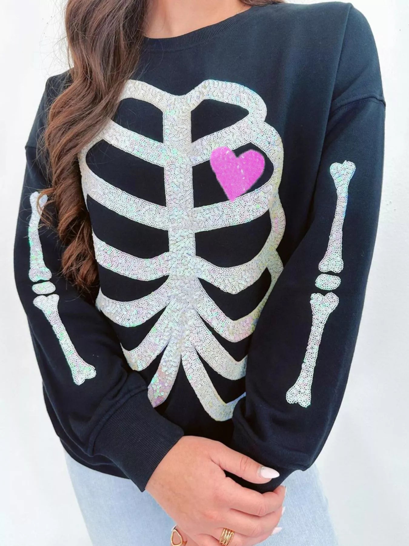 Full Size Halloween Round Neck Long Sleeve Sweatshirt Plus Size OutfitFlow