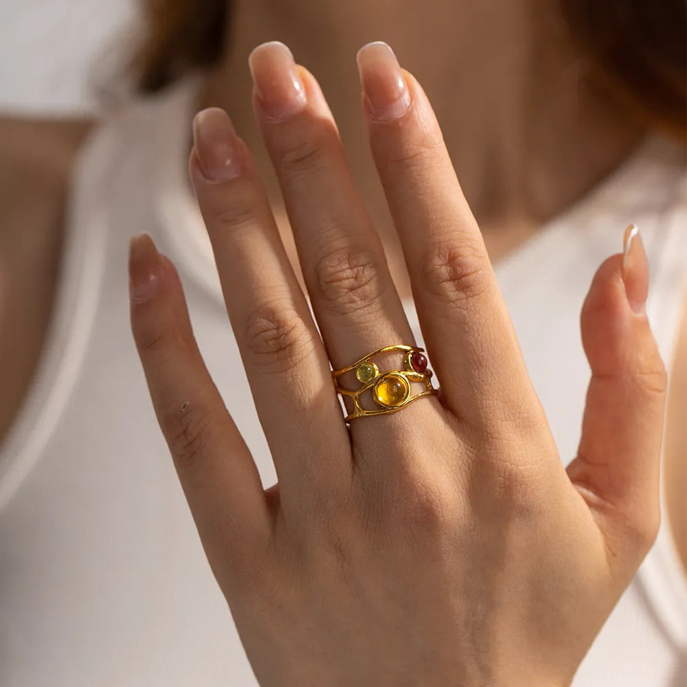 18K Gold-Plated Resin Ring Gold One Size OutfitFlow