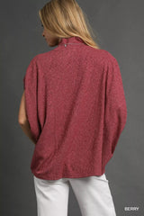 Umgee Textured Mock Neck Relaxed Top OutfitFlow