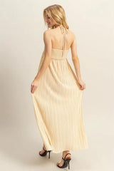 HYFVE Knotted Detail Halter Neck Flowy Maxi Dress OutfitFlow