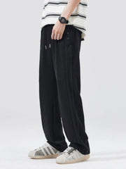 Men's Full Size Side Stripes Drawstring Wide Leg Pants Plus Size Trendsi